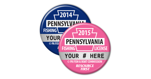 Fishing License Buttons, Official Pennsylvania Vintage Buttons